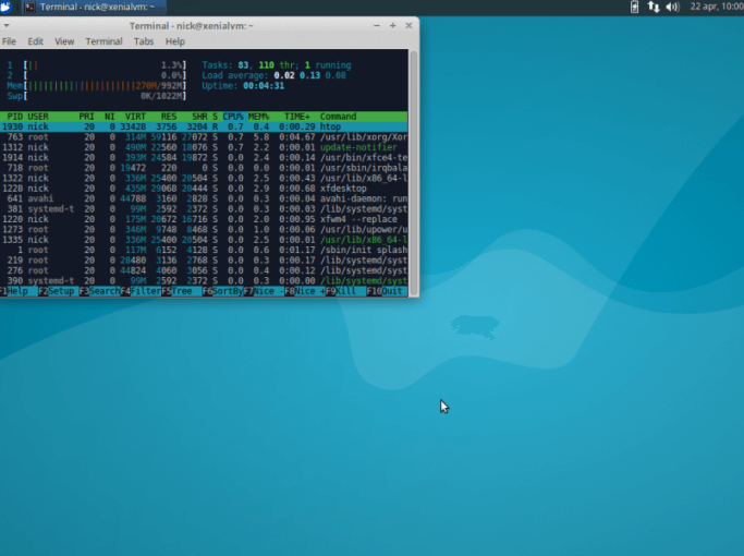 This is the full Xubuntu Desktop 16.04 Xenial iso. Just after the first boot.