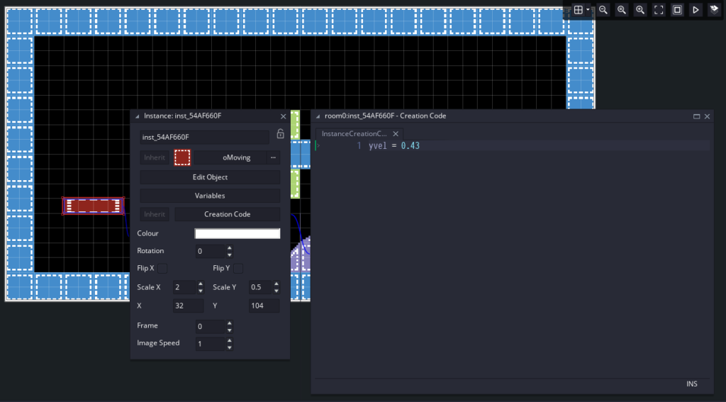 Initial moving platforms speed is defined in the creation code of the room editor.